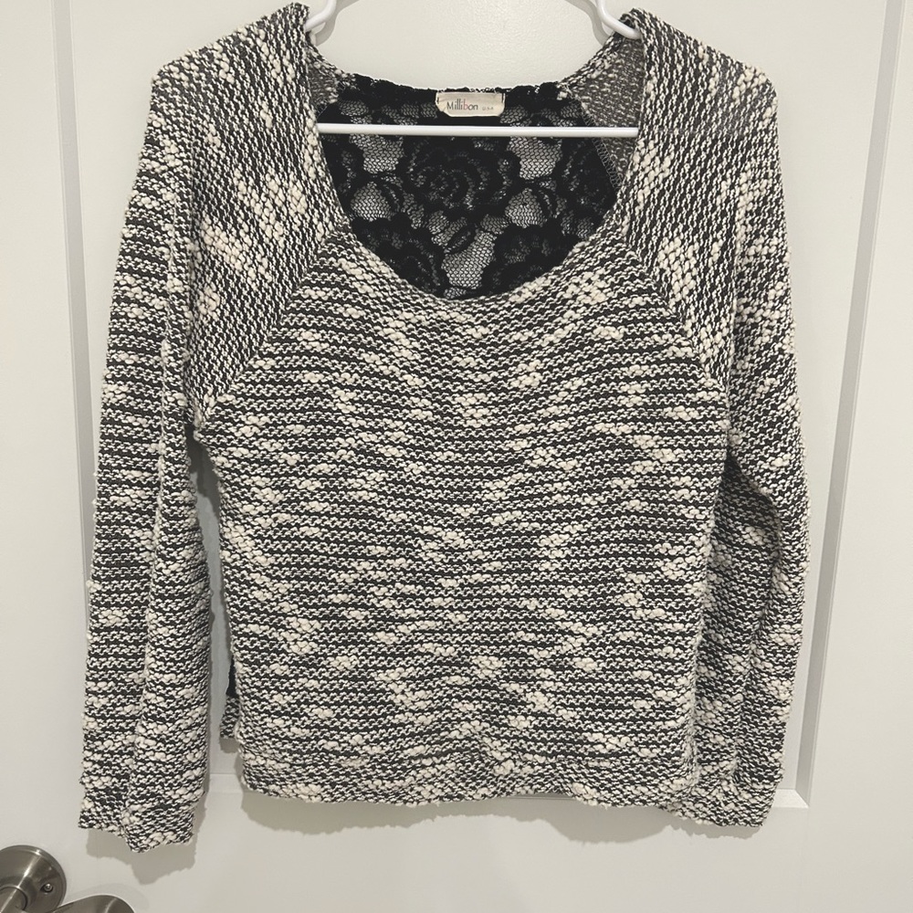 Boutique Sweater with Lace Back